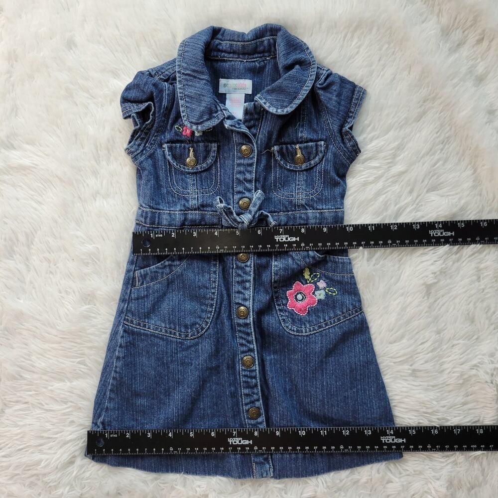 Genuine Kids from OshKosh Girls Blue Denim Floral Button Dress Size 2T - Picture 7 of 9
